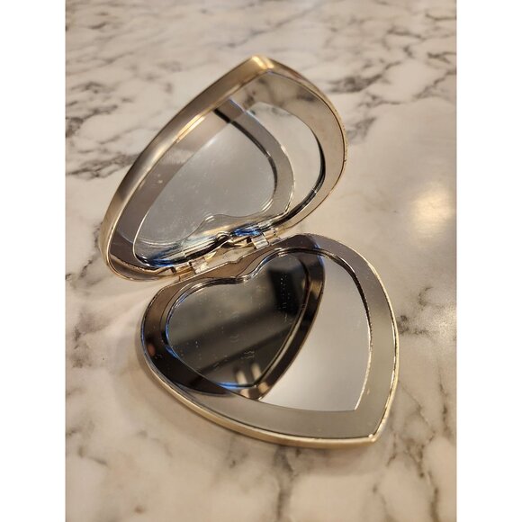 Things Remembered Heart Shaped Silver Compact Mirror With Bow Accent Engraveable - Picture 3 of 4